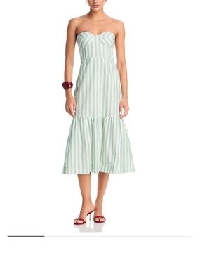 Aqua White Dress with Blue Stripe Accents